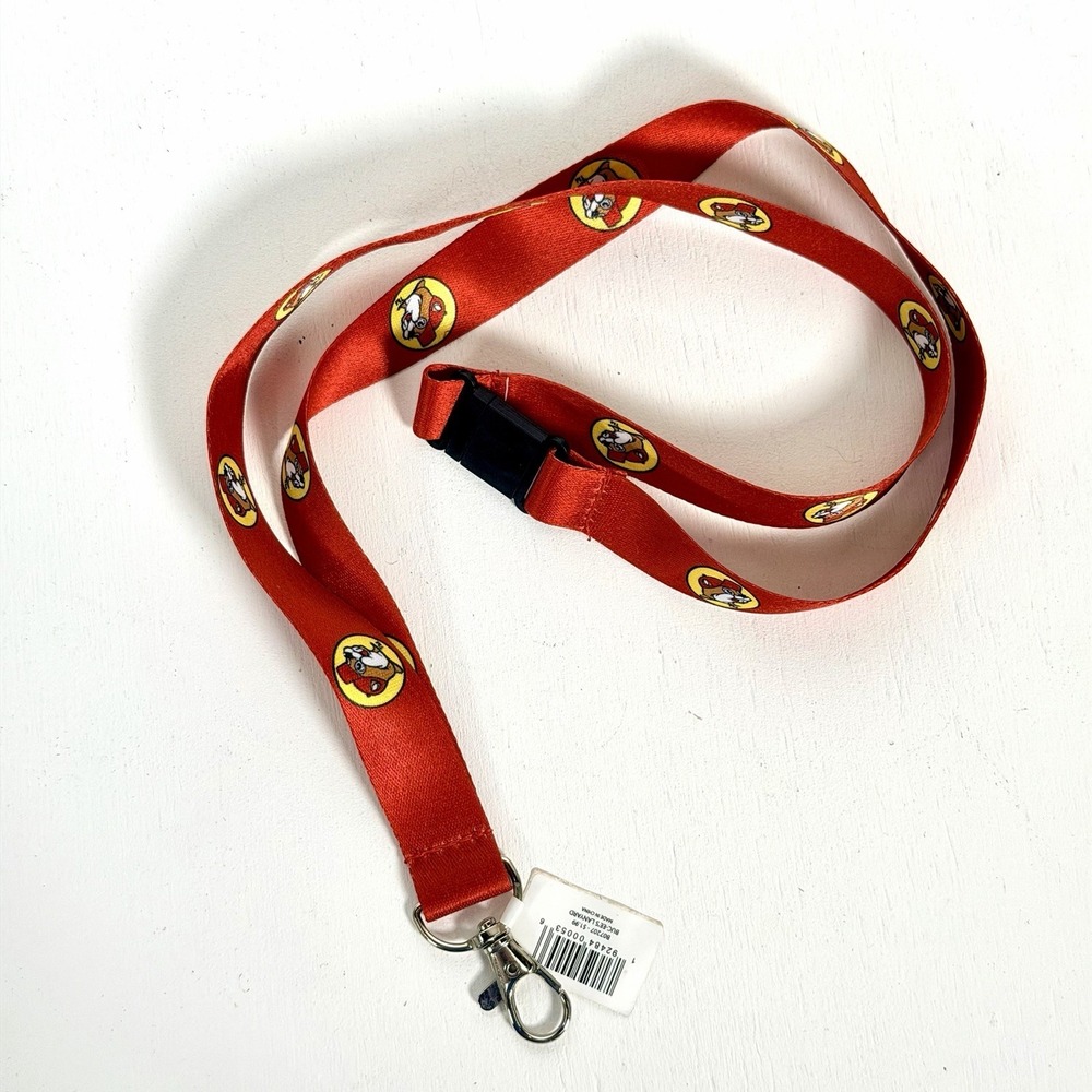Buc-ee's Beaver Logo Lanyard Red Breakaway Keychain ID Badge Clip